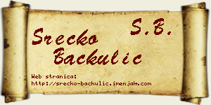 Srećko Bačkulić vizit kartica